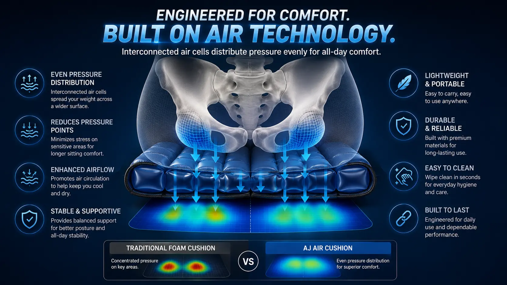 Air Cell Seat Cushion Technology: The Science of Pressure Redistribution in Modern Seating Air cell seat cushion pressure redistribution and seated interface biomechanics