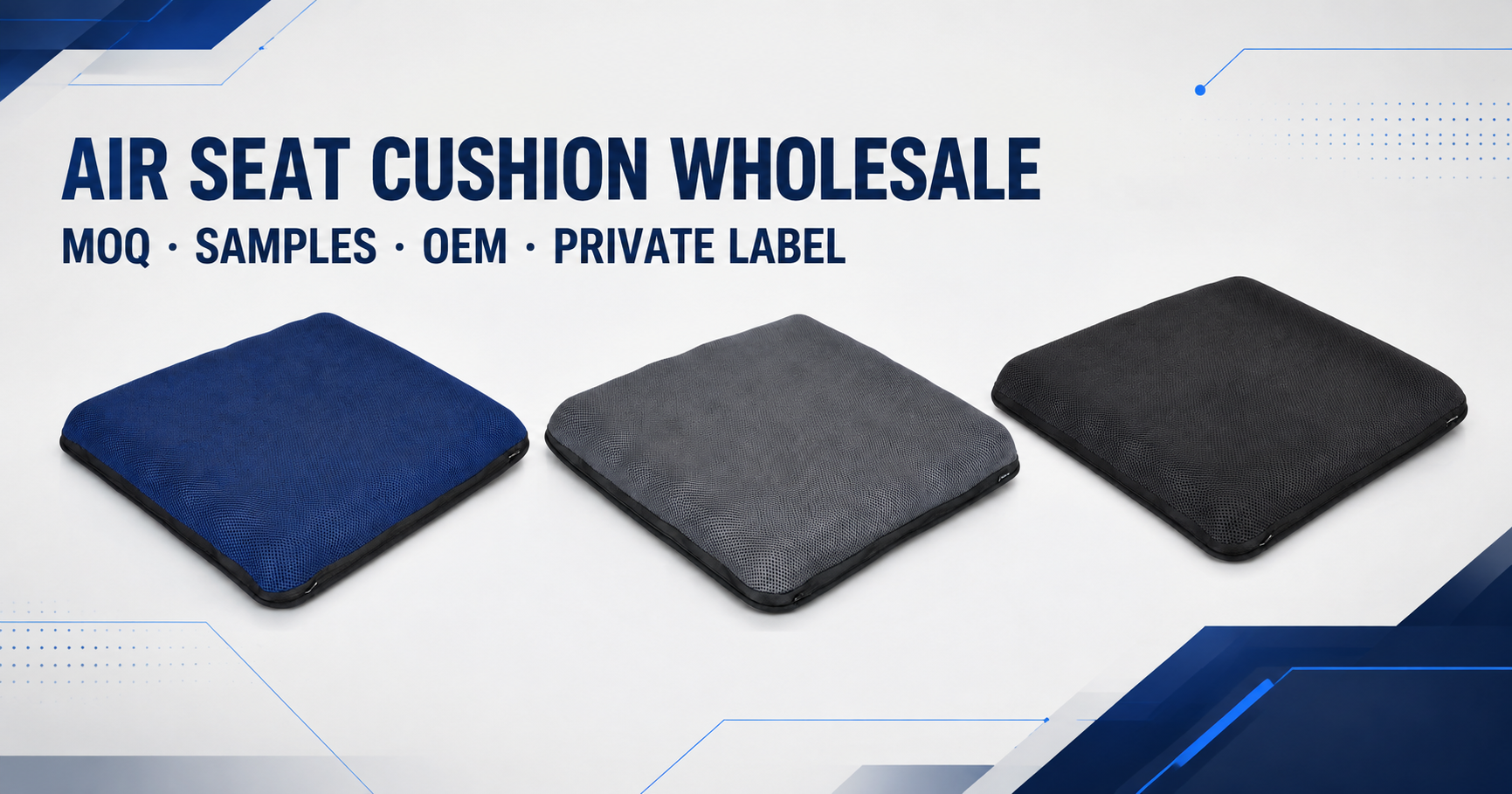 Blue, gray and black AJ AIR CUSHION wholesale seat cushions for OEM and private-label programs