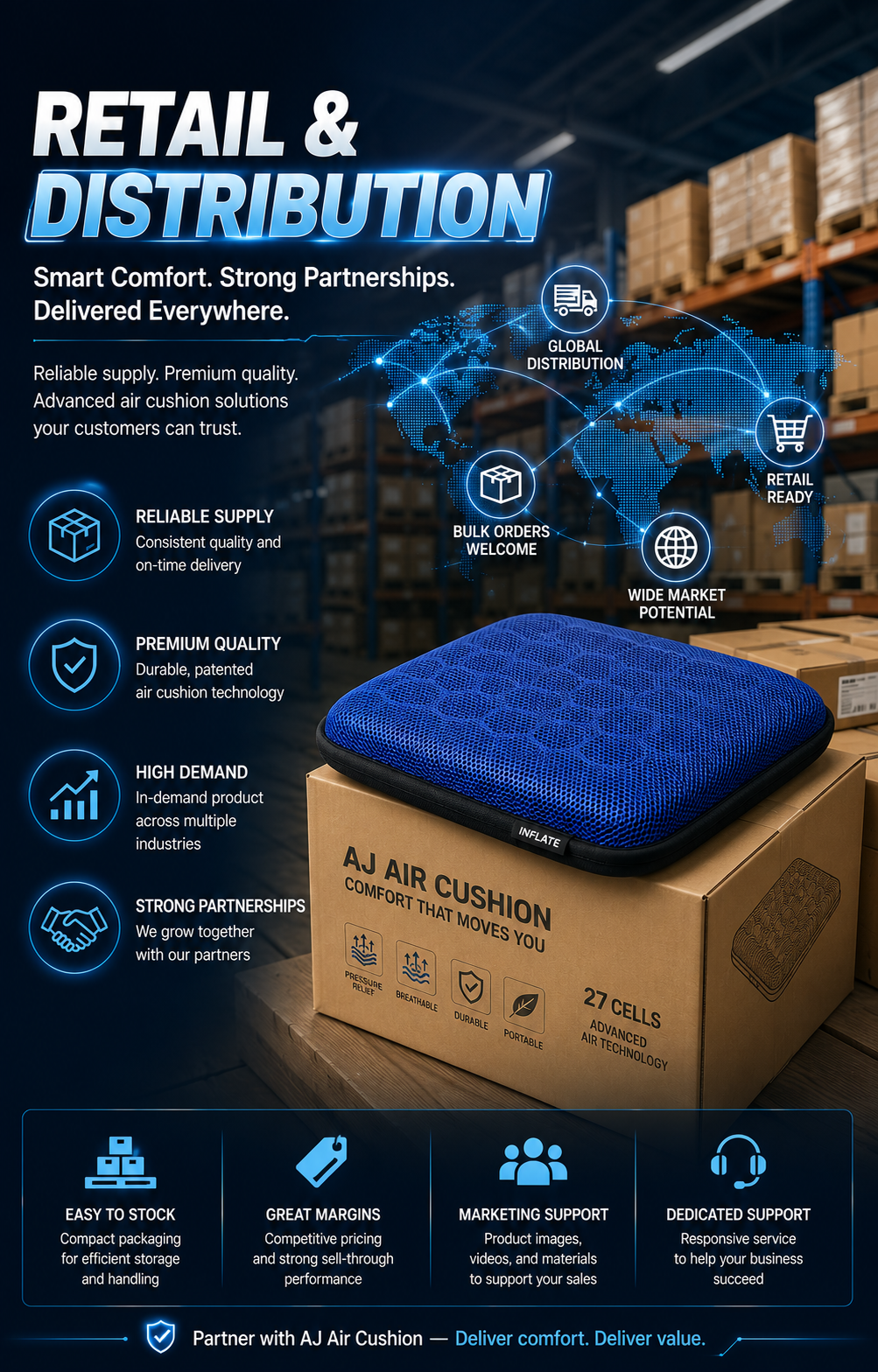 AJ Air Cushion retail and distribution program