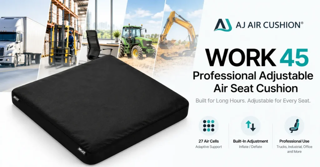 Fleet Truck Seat Cushions: How to Plan a Practical Purchasing Program AJ AIR CUSHION Work 45 professional adjustable air seat cushion for fleet, industrial and workplace use
